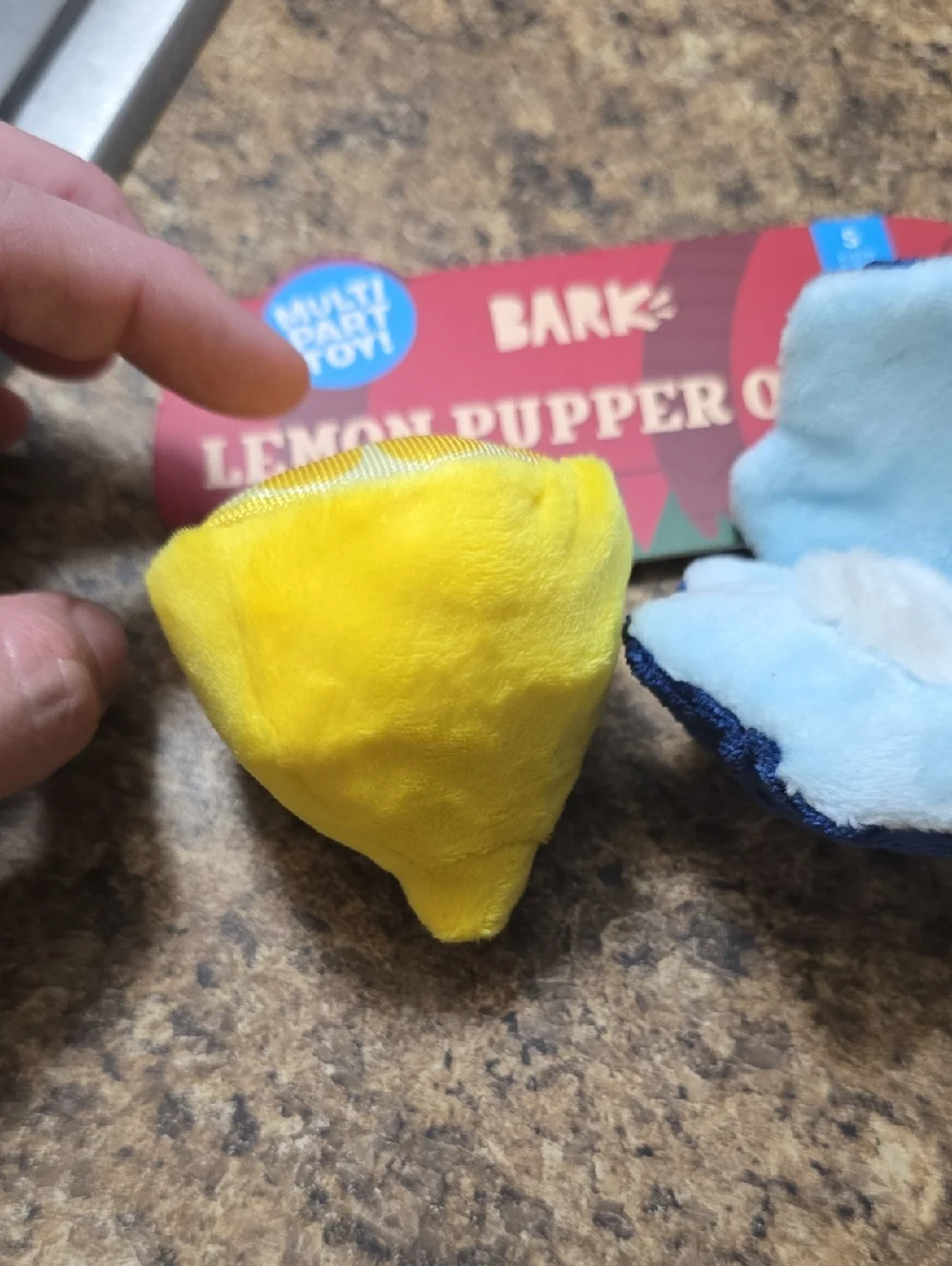Bark Lemon Pupper Oyster Toy - Yellow & Navysize‎ Small 0-20 Pounds NWT